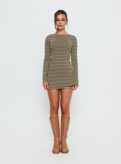 Bryanna Long Sleeve Mini Dress Yellow / Navy