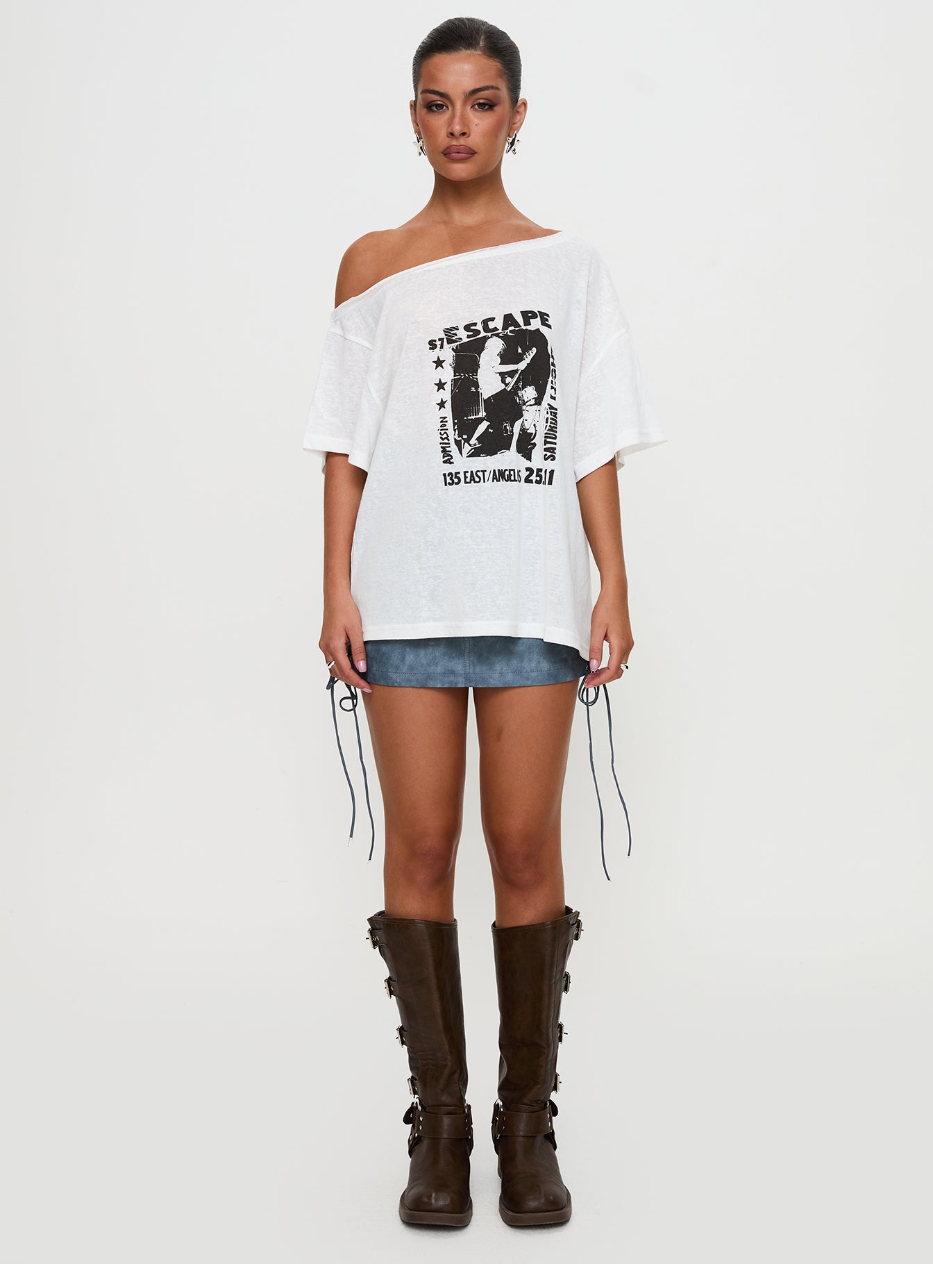 Kippa Off The Shoulder Tee White