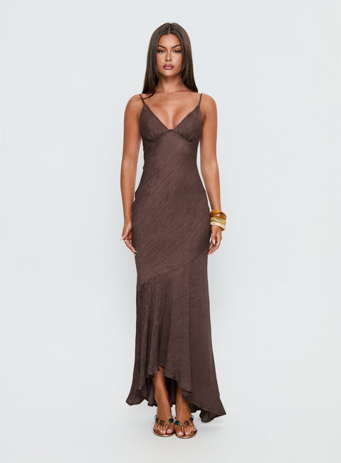 Makaia Balconette Maxi Dress Brown | Princess Polly Makaia Balconette Maxi Dress Brown | Princess Polly