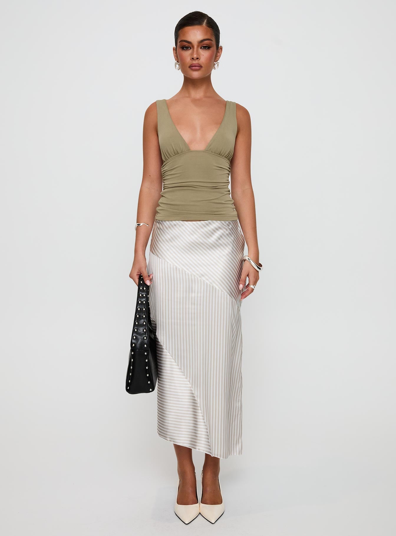 Priscella Asymmetrical Midi Skirt Multi | Princess Polly