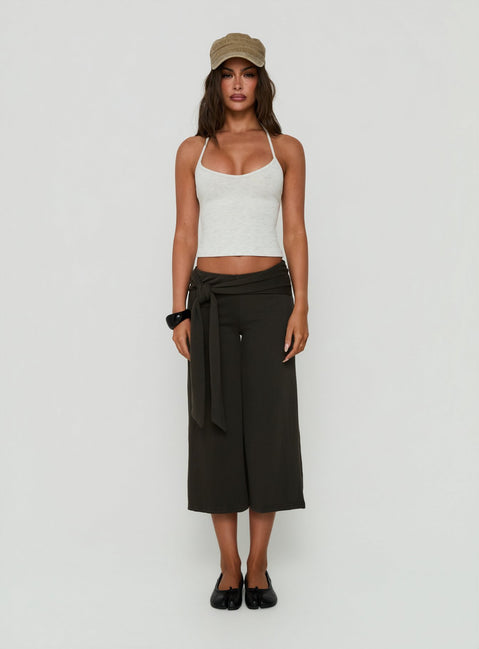 Cecilly Trim Racerback Top Grey Marle