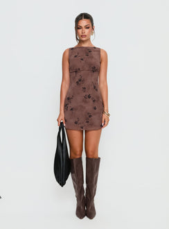Edwyna Mini Dress Brown Floral