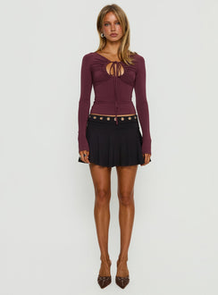 Angele Long Sleeve Keyhole Top Plum