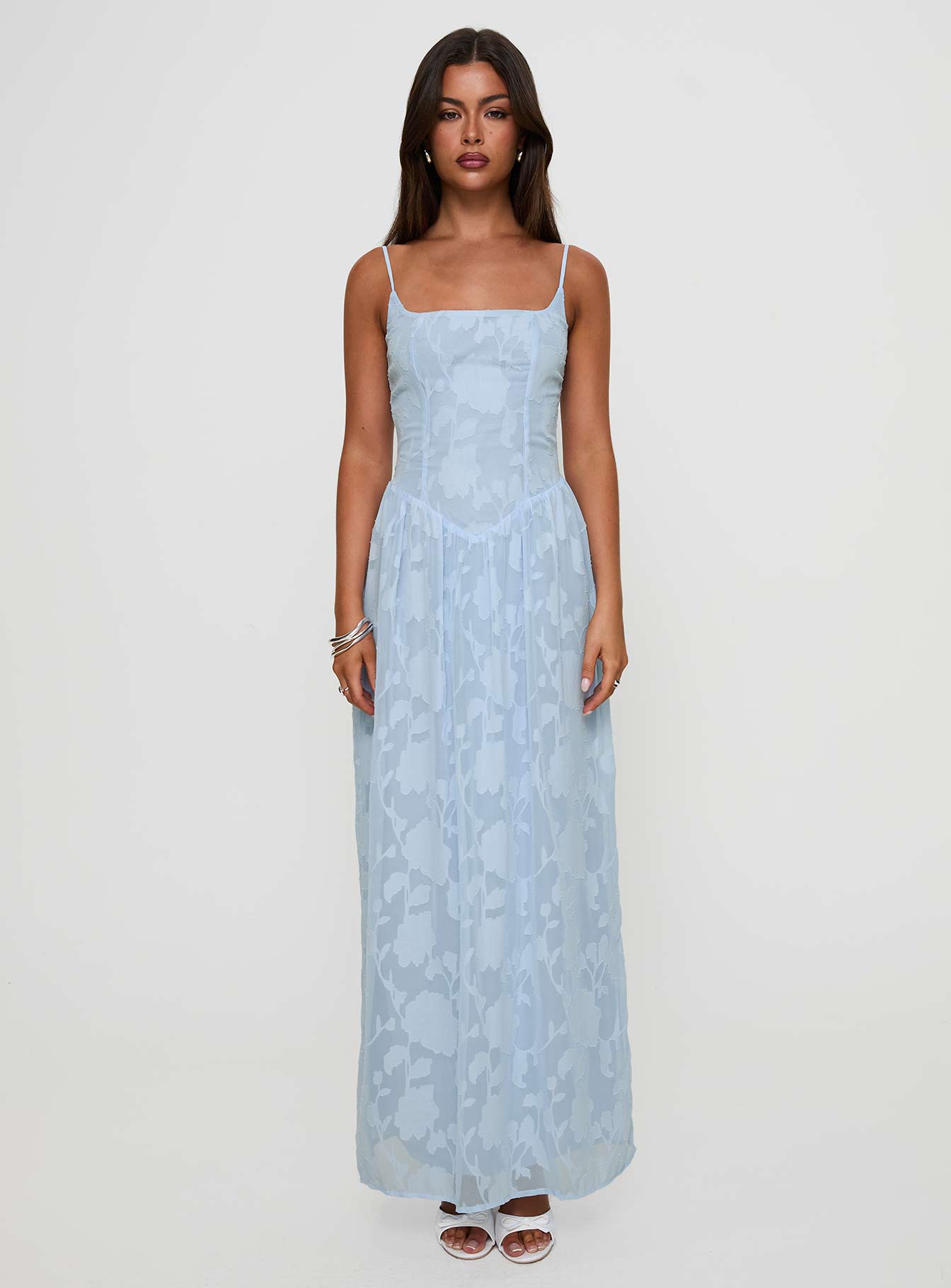 Angeleina Maxi Dress Blue Floral | Princess Polly