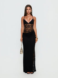 Chantella Lace Cut Out Maxi Dress Black