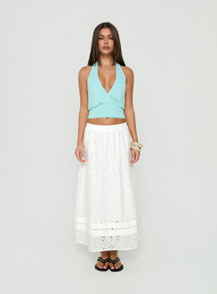 Isolie Tiered Maxi Skirt White Anglaise