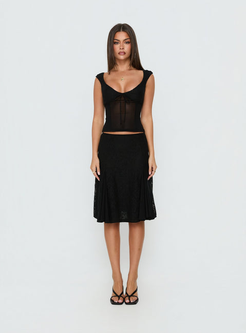 Quani Lace Midi Skirt Black