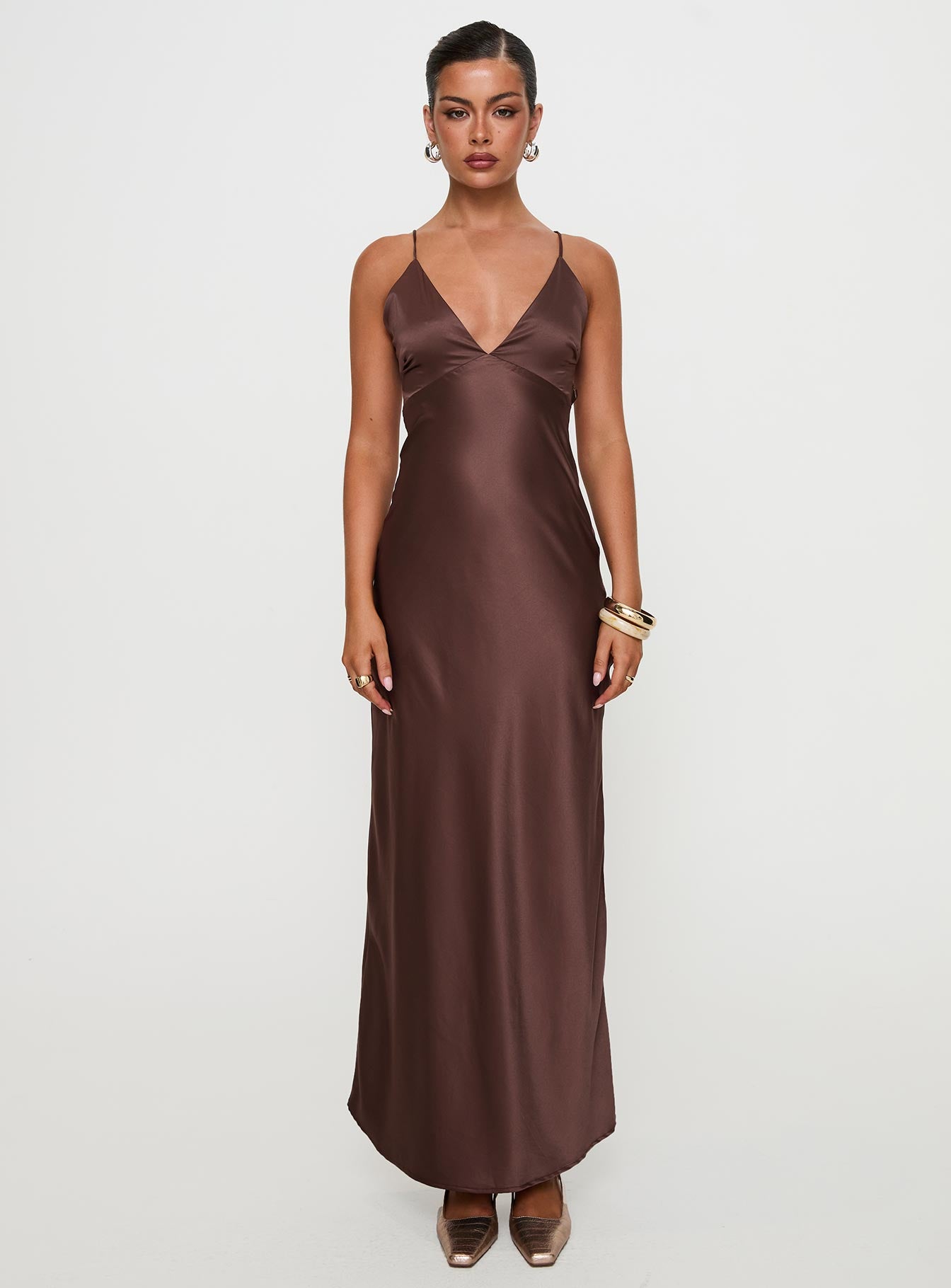 Angels Only Maxi Dress Chocolate | Princess Polly