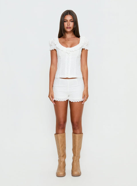 Caily Frill Shorts White