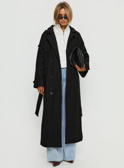 Rylanne Longline Trench Coat Black