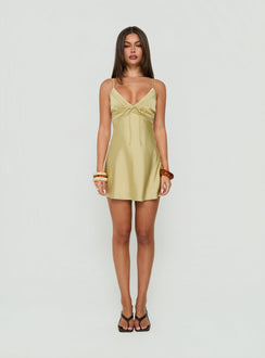 Iseabal V Neck Mini Dress Green