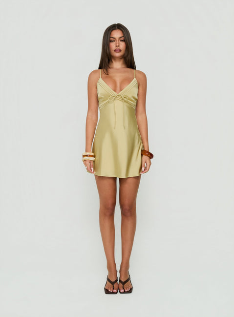 Iseabal V Neck Mini Dress Green