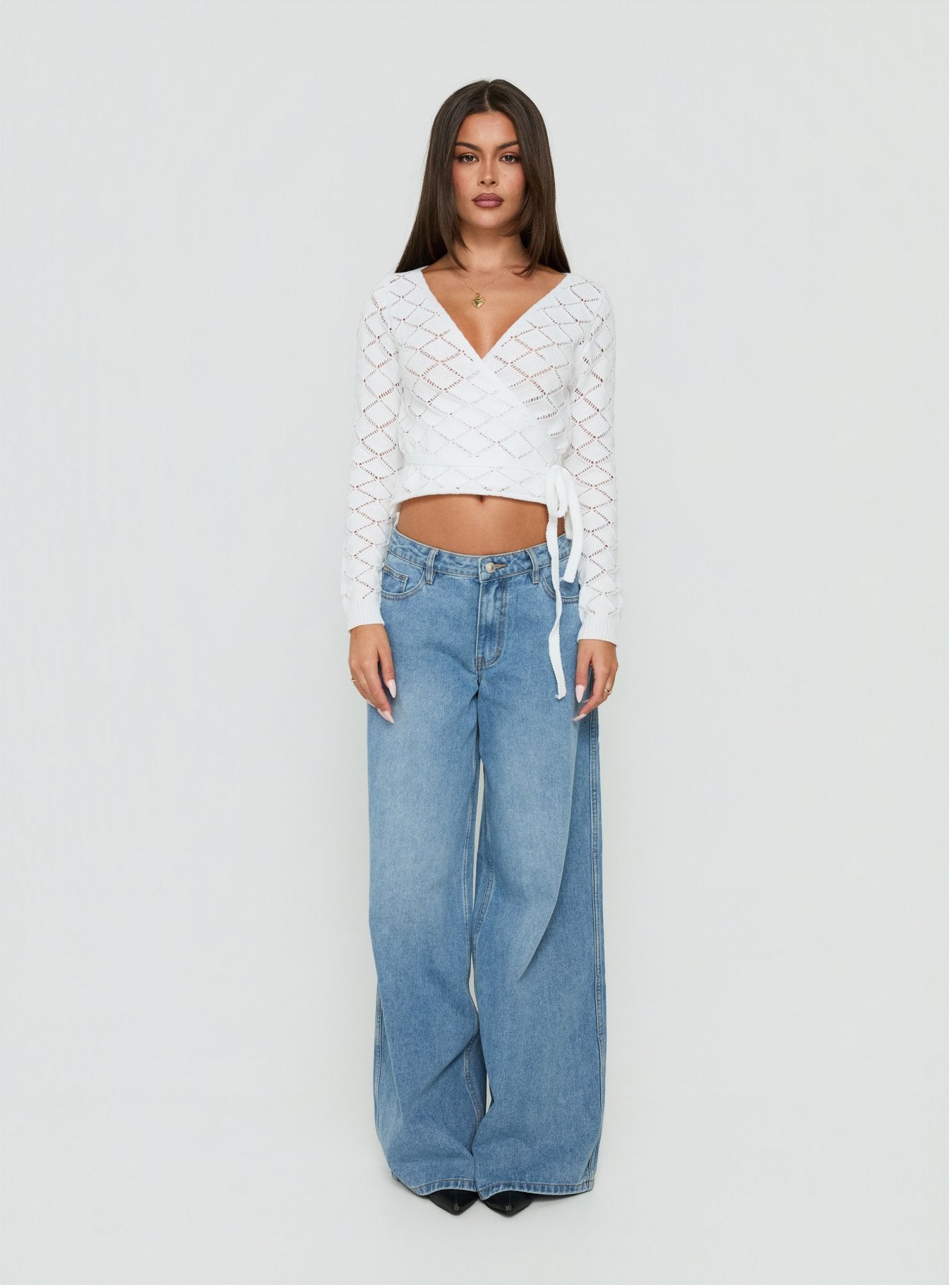 Lesla Crochet Wrap Cardigan White