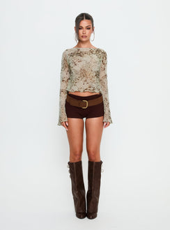 Edeline Bias Cut Long Sleeve Top Multi Animal