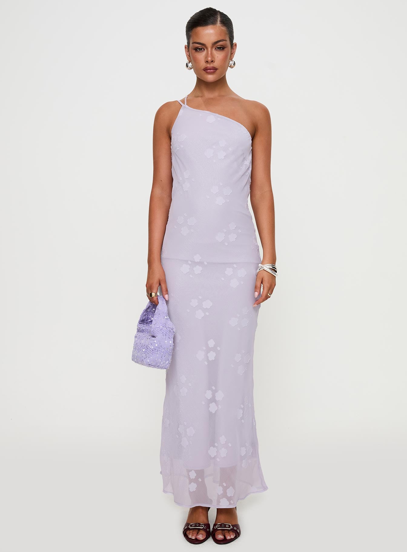 Jazmira One Shoulder Maxi Dress Lilac | Princess Polly Jazmira One Shoulder Maxi Dress Lilac | Princess Polly