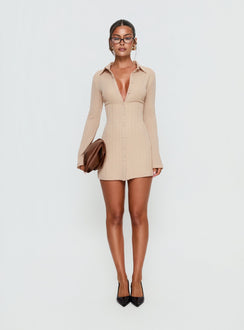 long sleeve tan dress Bridesmaid Dresses Sleeves Lisposa Team it with statement earrings and strappy heels as you sashay your way across the dance floor Adorable Option Heather Beige Long