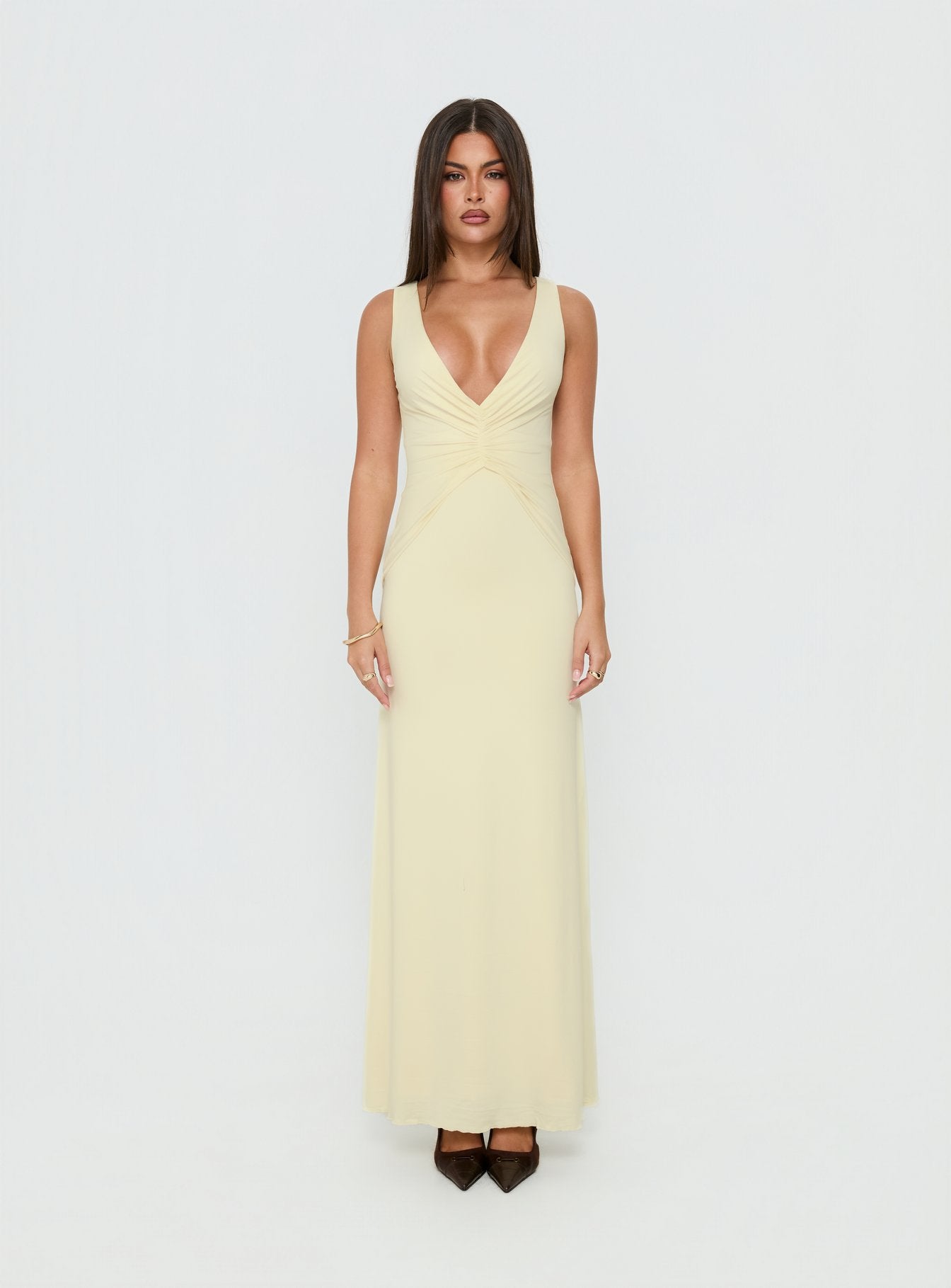escape formal dresses Chic Spark Halter Maxi Dress Yellow main image 0