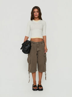 Briellah Layered 3/4 Sleeve Top Grey Marle / Yellow