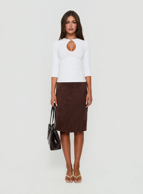 Soleia Keyhole 3/4 Sleeve Top White