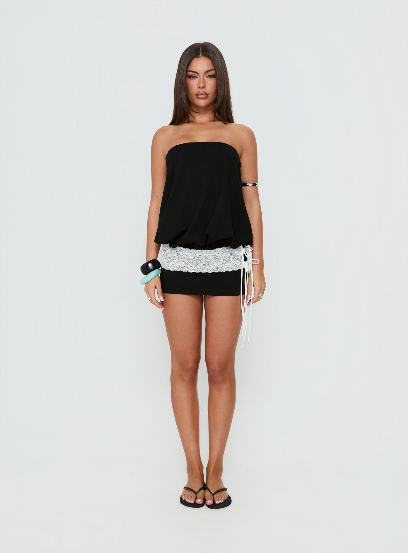 Calina Strapless Playsuit Black