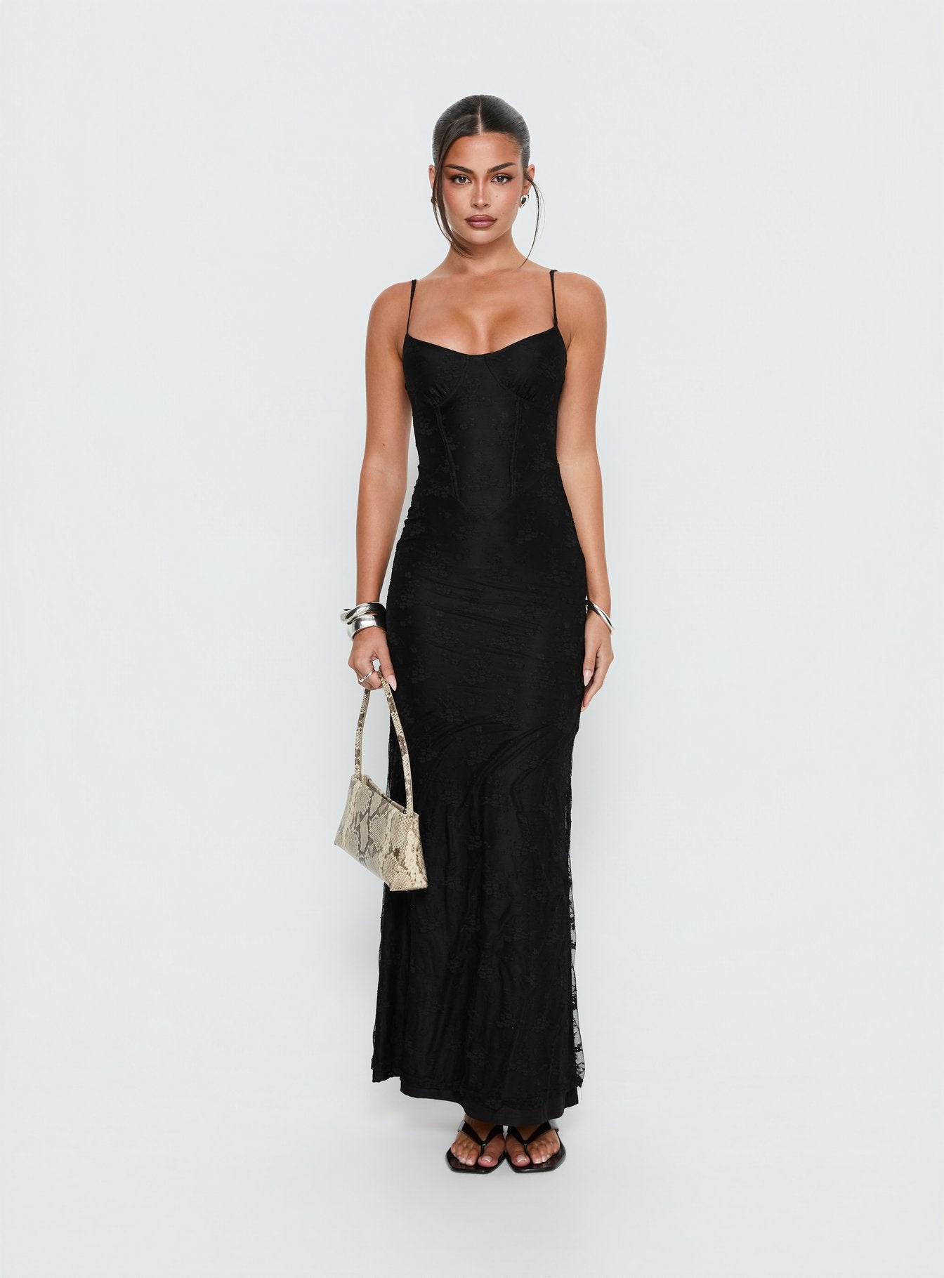 Amika Lace Maxi Dress | Black | Womens | Princess Polly