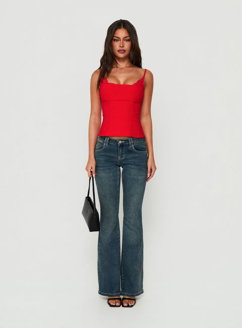 Renaissance Corset Lace Top Red