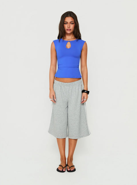 Ailana Cinched Keyhole Top Blue