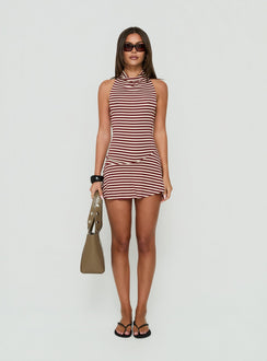Shaynha Cowl Neck Playsuit Red Stripe