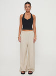 front view of model wearing Princess Polly Pellegrini Linen Wide Leg Pants Natural High Waisted Pants 