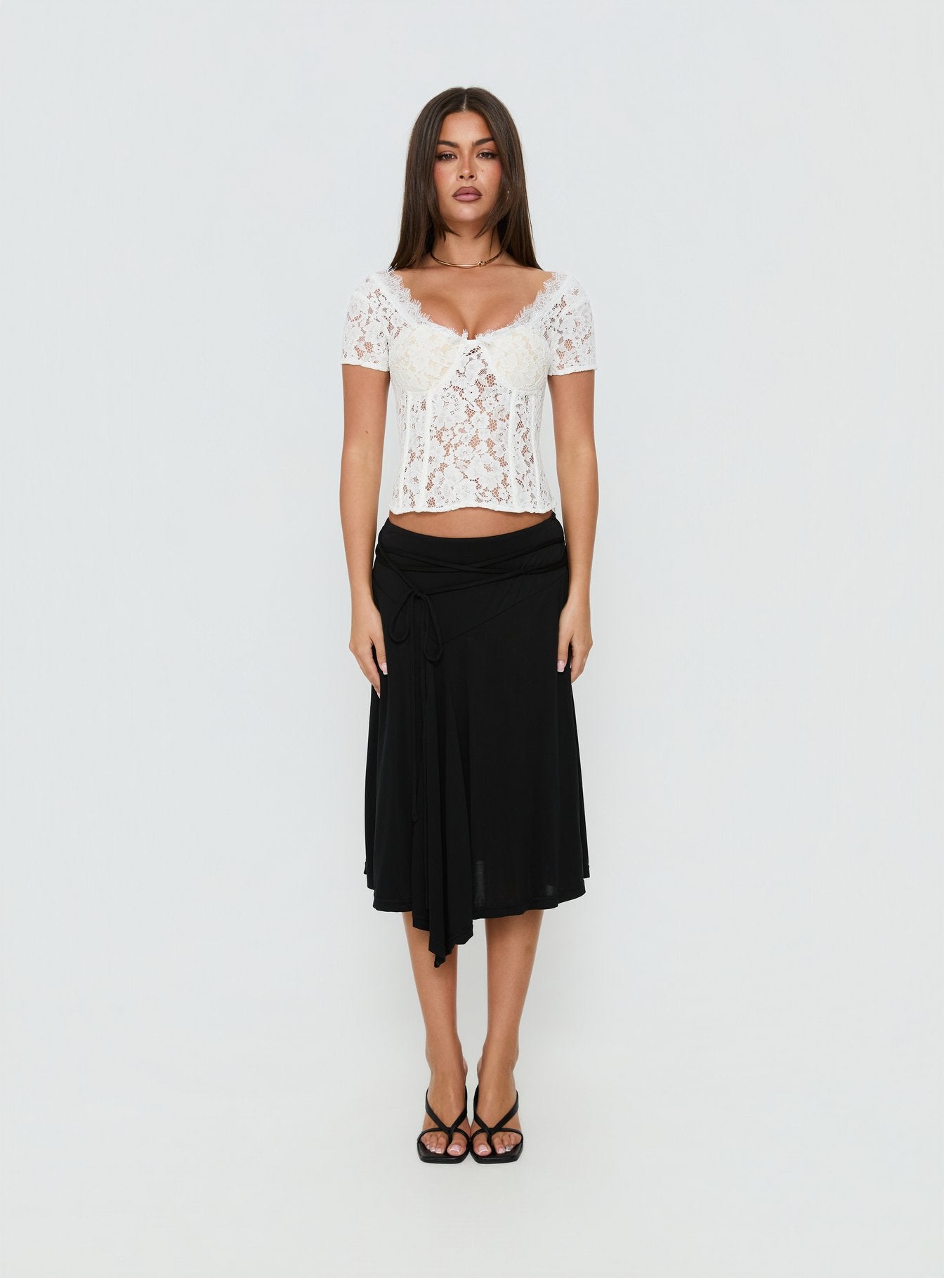 Miquela Short Sleeve Corset Lace Top White | Princess Polly