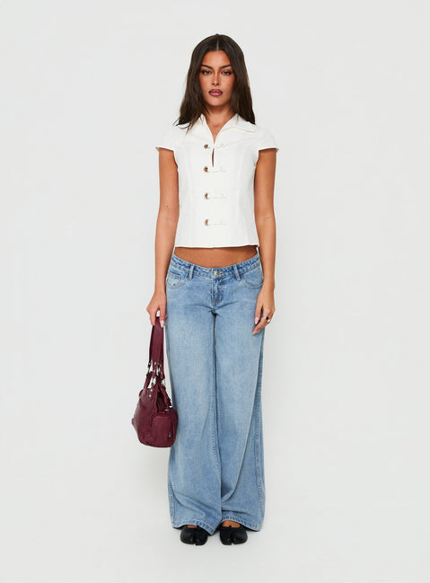 Daleah Frog Closure Top White