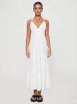 front view of model wearing Princess Polly Mckew Maxi Dress White V-Neck 