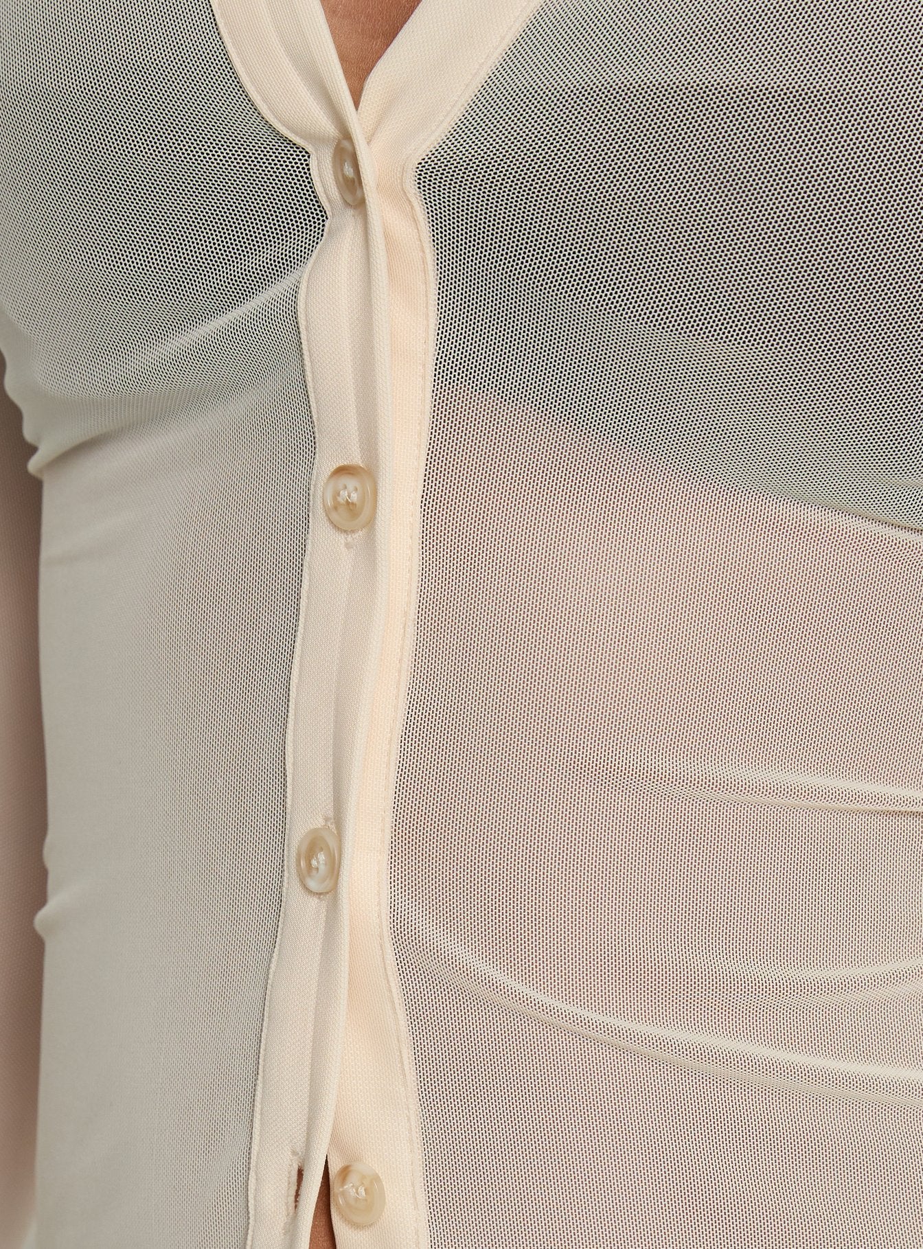 Two Of Us Sheer Long Sleeve Top Cream