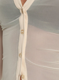 Two Of Us Sheer Long Sleeve Top Cream