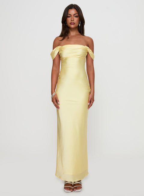 Azura Off The Shoulder Maxi Dress | Yellow | Womens | Princess Polly Azura Off The Shoulder Maxi Dress | Yellow | Womens | Princess Polly