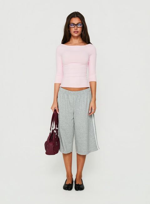 Daily Define Boatneck 3/4 Sleeve Top Marshmallow Pink