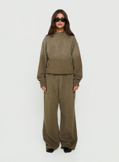 AT Pullover Oversized Hoodie Washed Olive