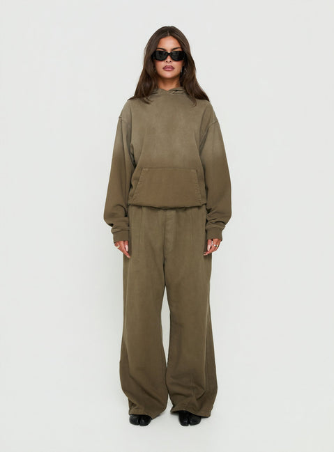 AT Pullover Oversized Hoodie Washed Olive
