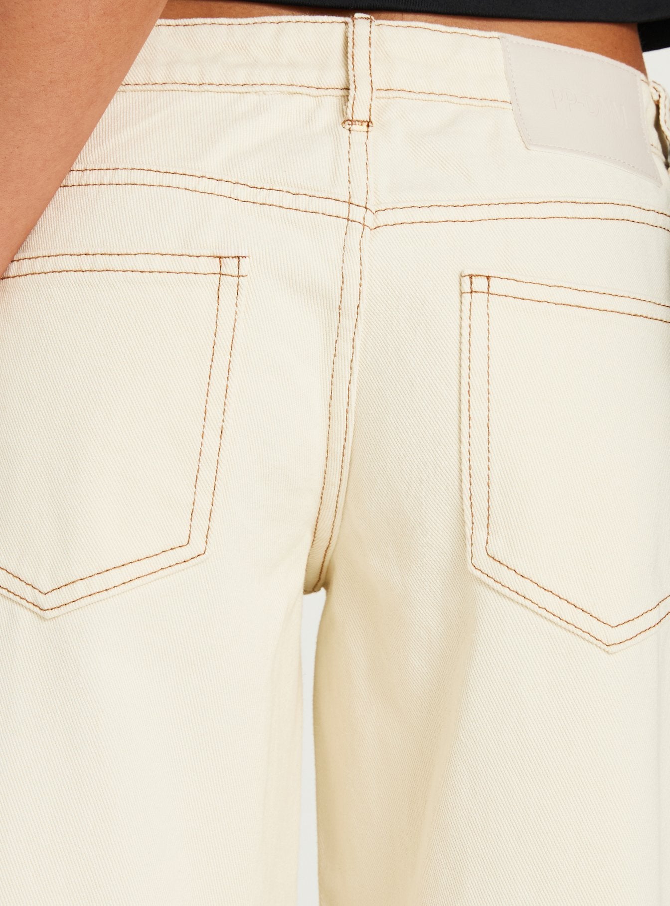 Picco Ultra Low Rise Wide Leg Jeans Cream