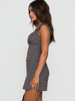 Donnamarie Mini Dress Brown Check