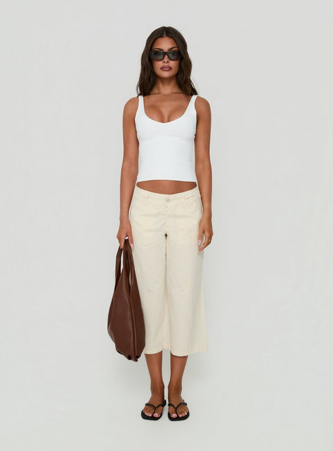 Daily Define V Neck Tank Top White