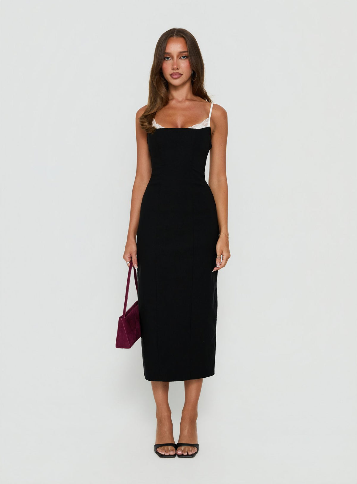 Renaissance Corset Lace Midi Dress Black / White
