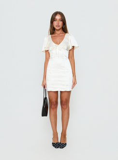 Sun Will Rise Tie Detail Mini Dress Cream