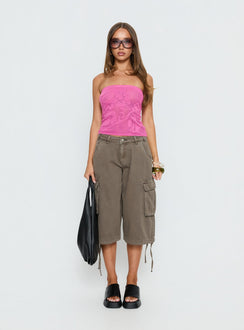 Cypressa Crochet Strapless Top Berry Pink