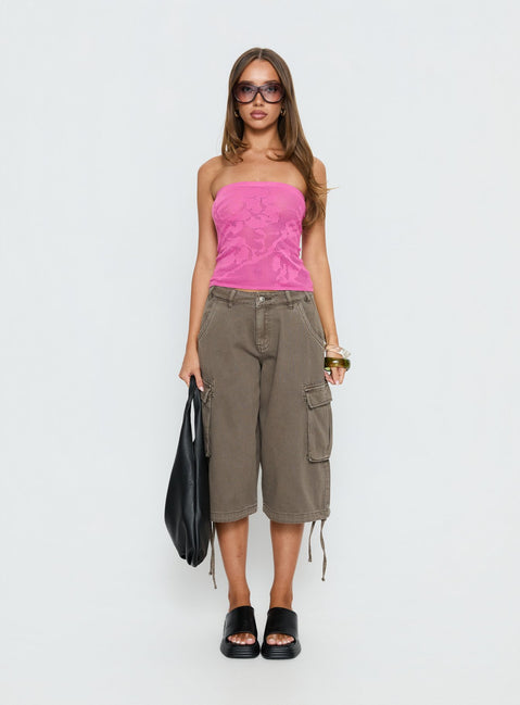 Cypressa Crochet Strapless Top Berry Pink