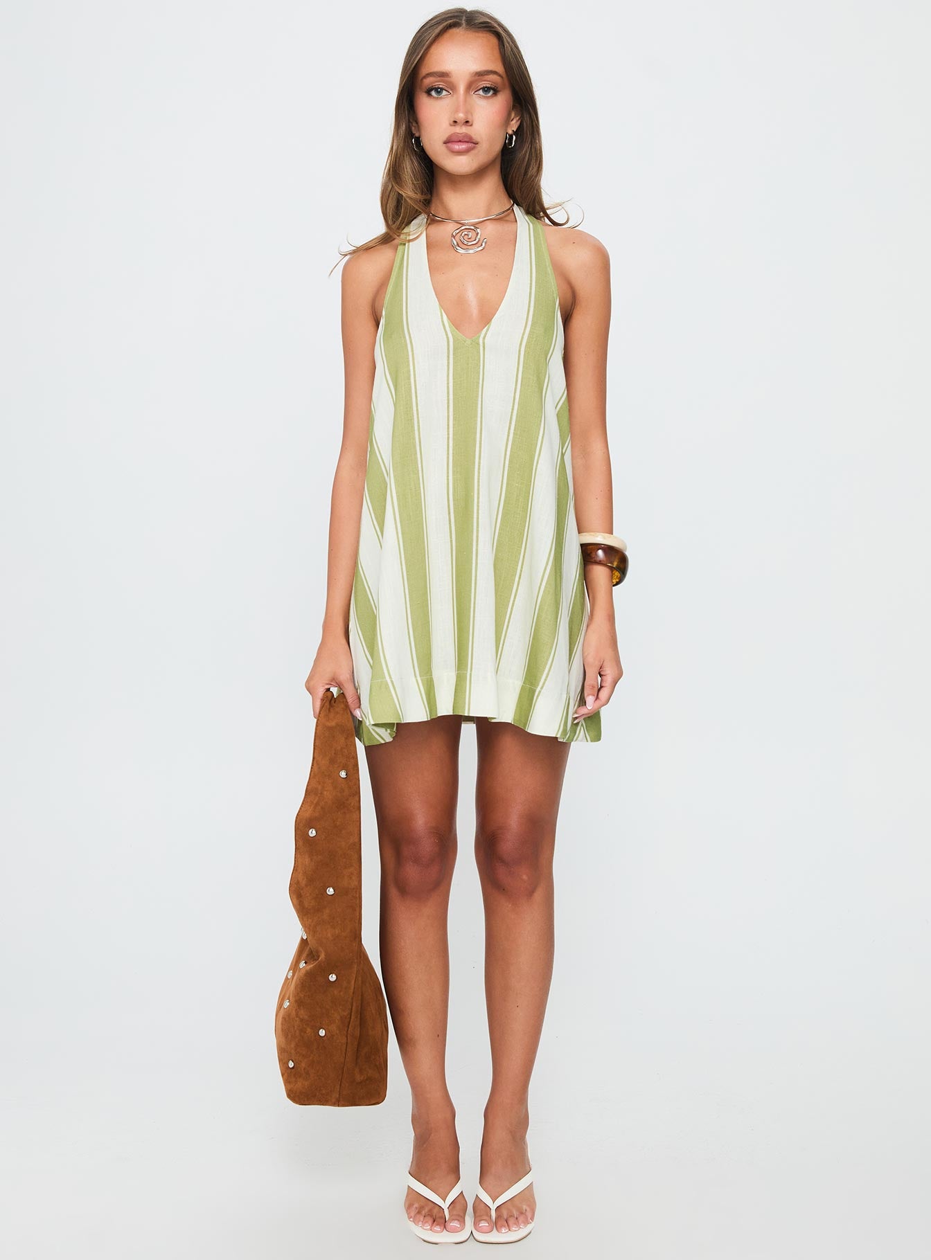 green and white striped halter dress Lulus | Green Striped Halter Mini Dress | Womens | X-Large (Available in XS, S, M, L)