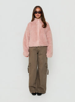 Jordynn Fleece Zip Through Jacket Dusty Pink