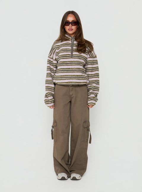 Quinee Polar Fleece Jumper Pink Multi
