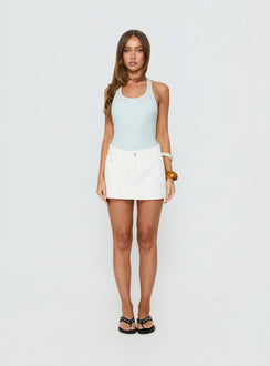Warna Low Rise Denim Mini Skirt White Petite
