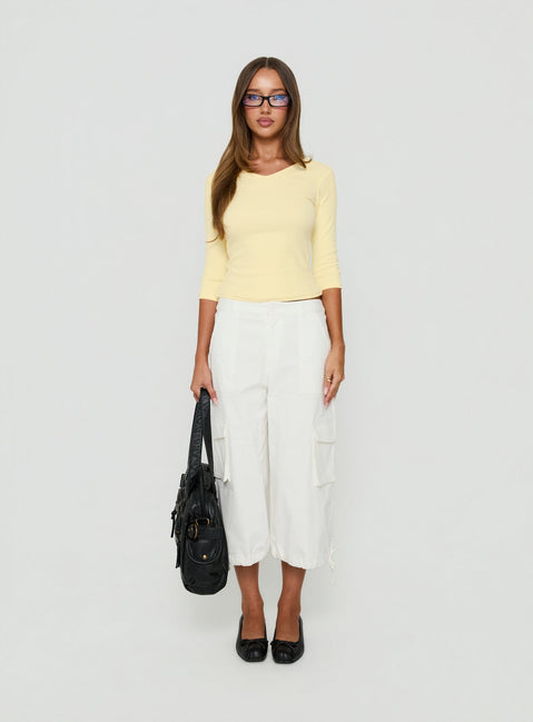 Bridgeta V Neck 3/4 Sleeve Top Lemon